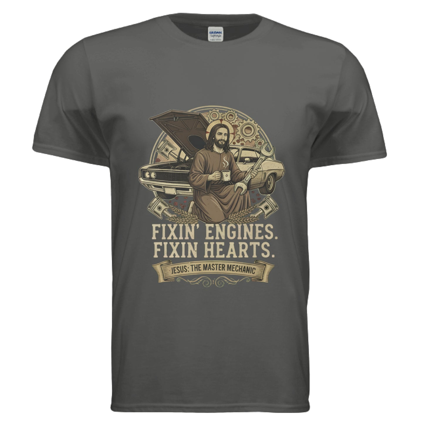Fixin Engines Fixin Hearts Faith T-Shirt CHARCOAL Salvation Clothing and Accessories