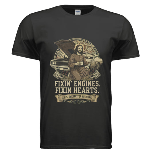 Fixin Engines Fixin Hearts Christian T-Shirt BLACK Salvation Clothing and Accessories