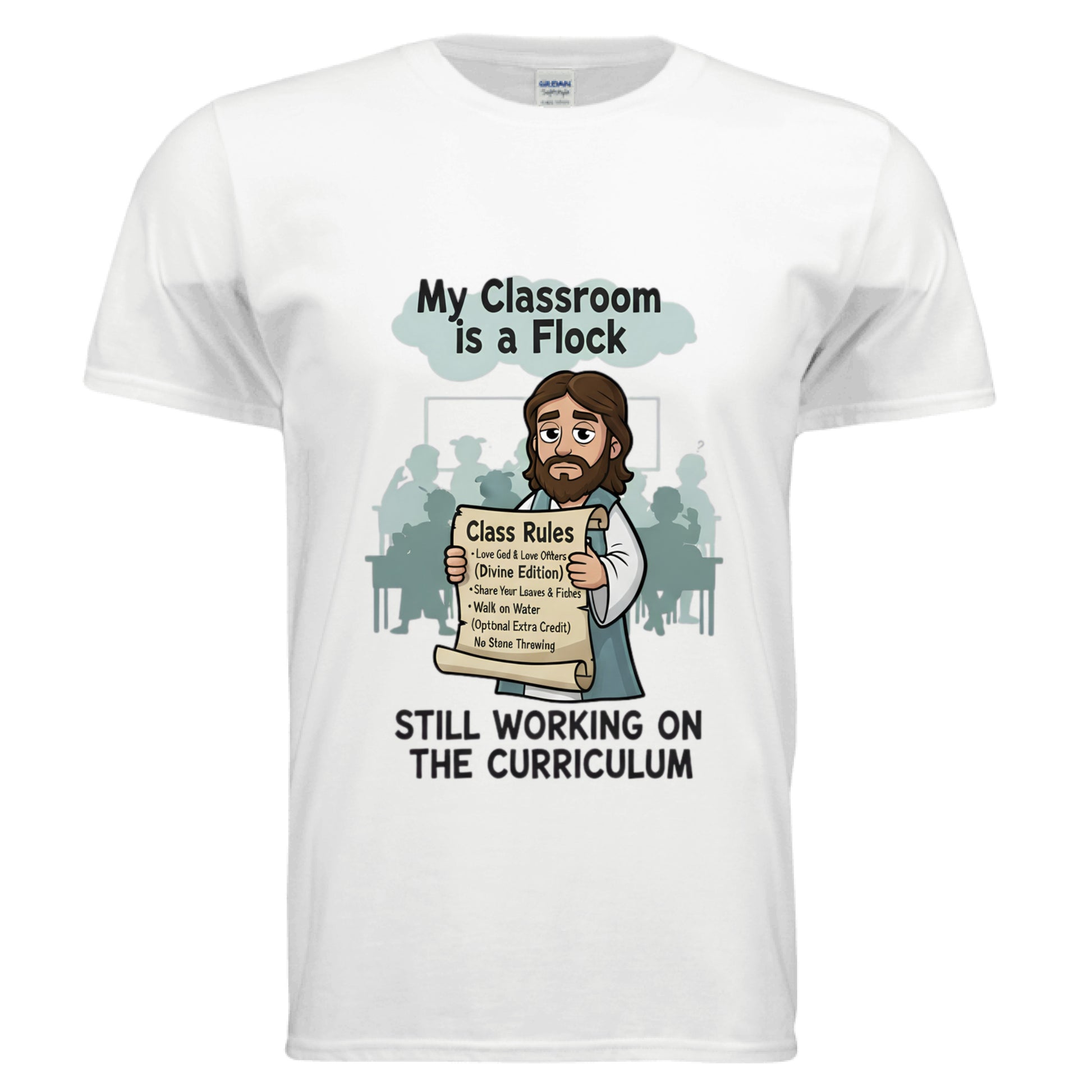 My Classroom is a Flock Faith T-Shirt (Teacher) WHITE Salvation Clothing and Accessories Apparel