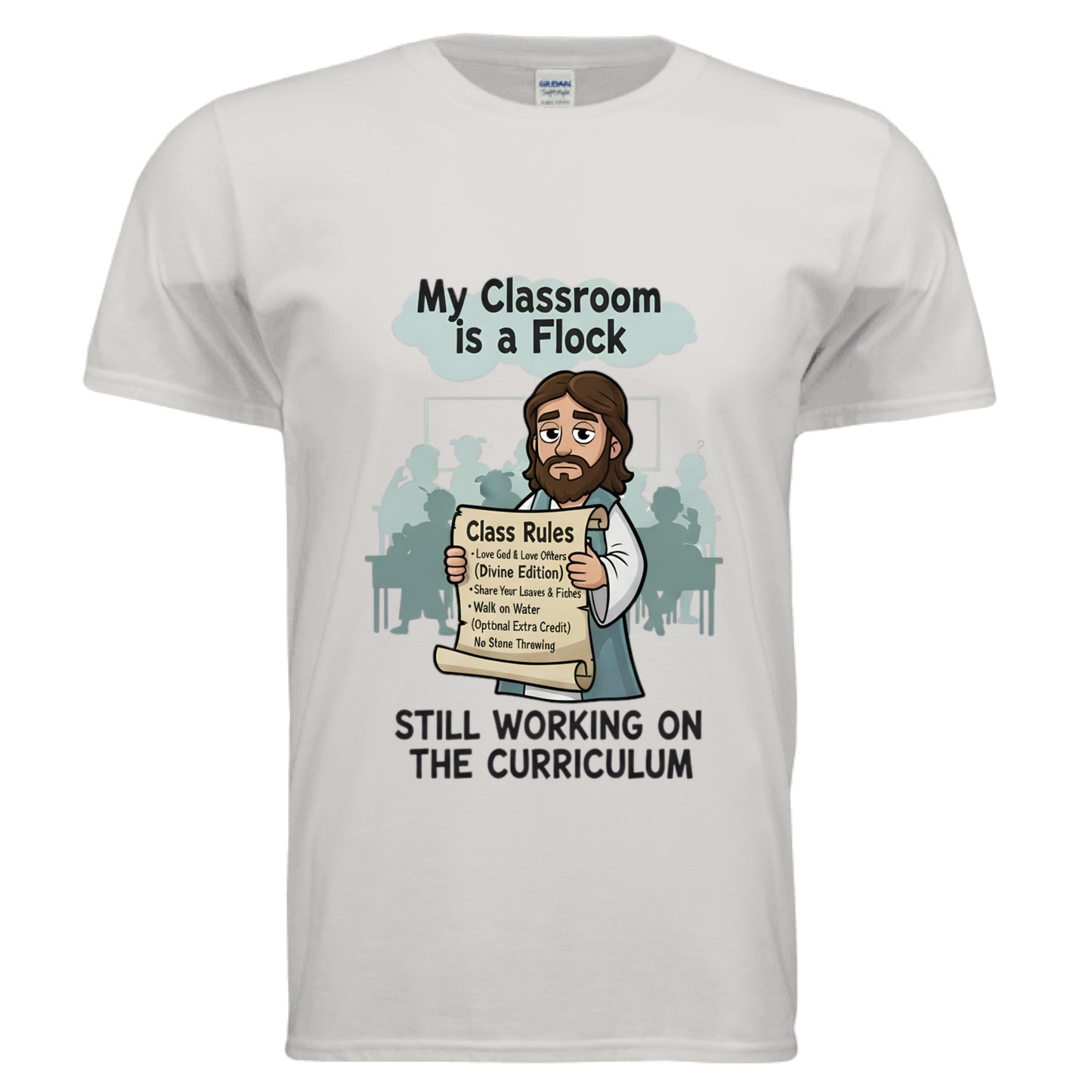 My Classroom is a Flock Faith T-Shirt (Teacher) Ice Grey Salvation Clothing and Accessories Apparel