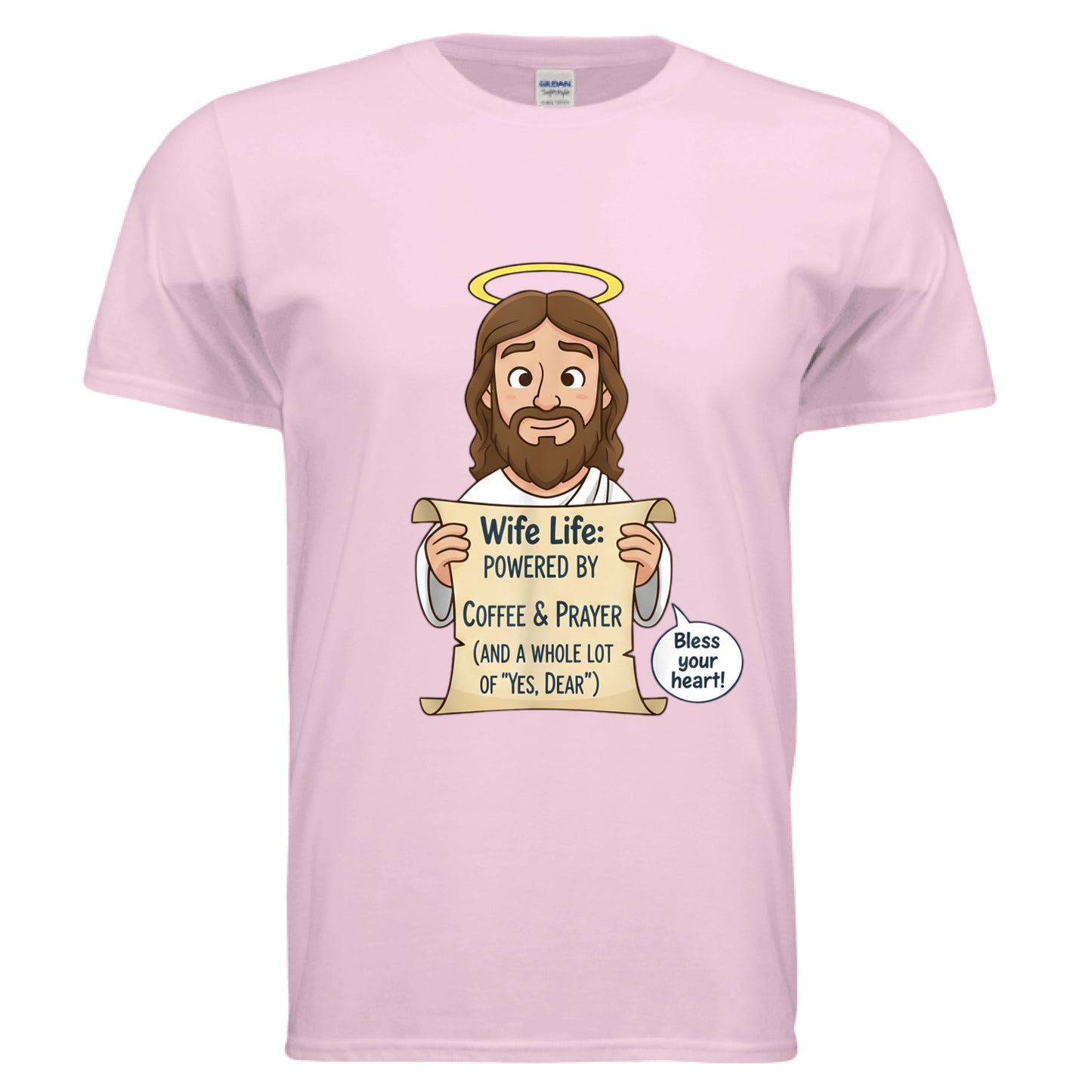 Wife life: Powered by Faith T-Shirt Light Pink Salvation Clothing and Accessories Apparel