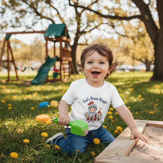 Gods Brave Knight Toddler Christian T-Shirt Salvation Clothing and Accessories Apparel
