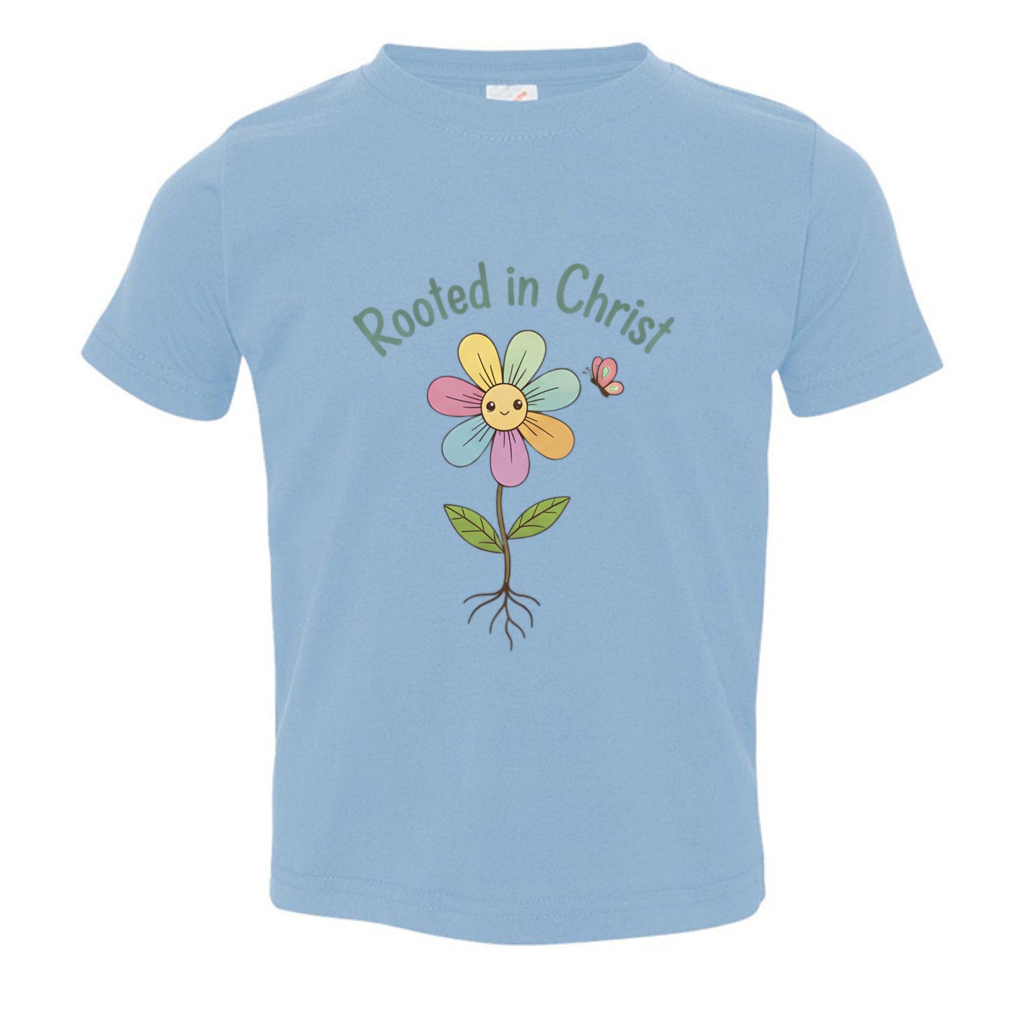 Rooted in Christ Toddler T-Shirt LIGHT BLUE Salvation Clothing and Accessories Apparel