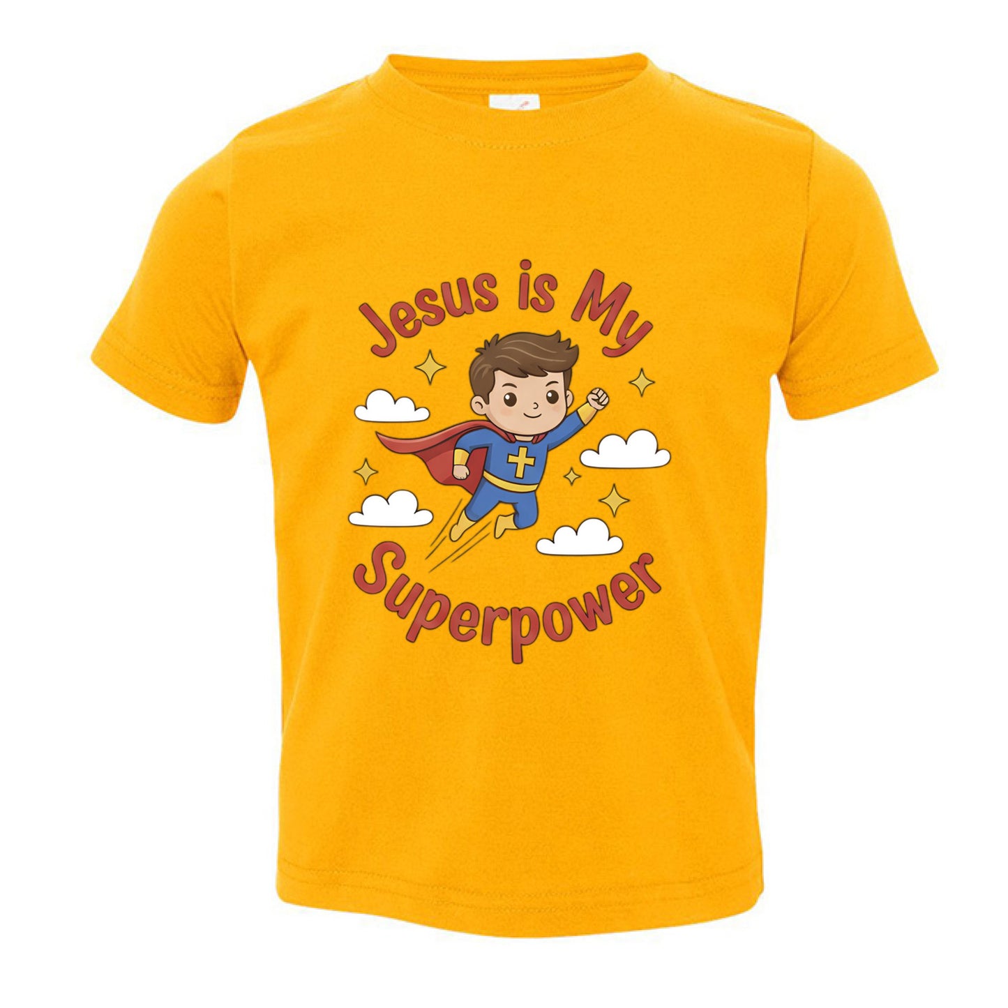 Jesus is my Superpower Toddler Faith T-Shirt YELLOW Salvation Clothing and Accessories Apparel