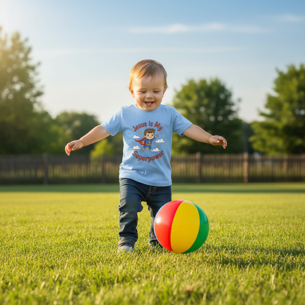 Jesus is my Superpower Toddler Faith T-Shirt Salvation Clothing and Accessories Apparel