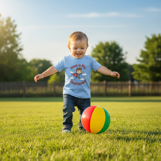 Jesus is my Superpower Toddler Christian T-Shirt Salvation Clothing and Accessories Apparel