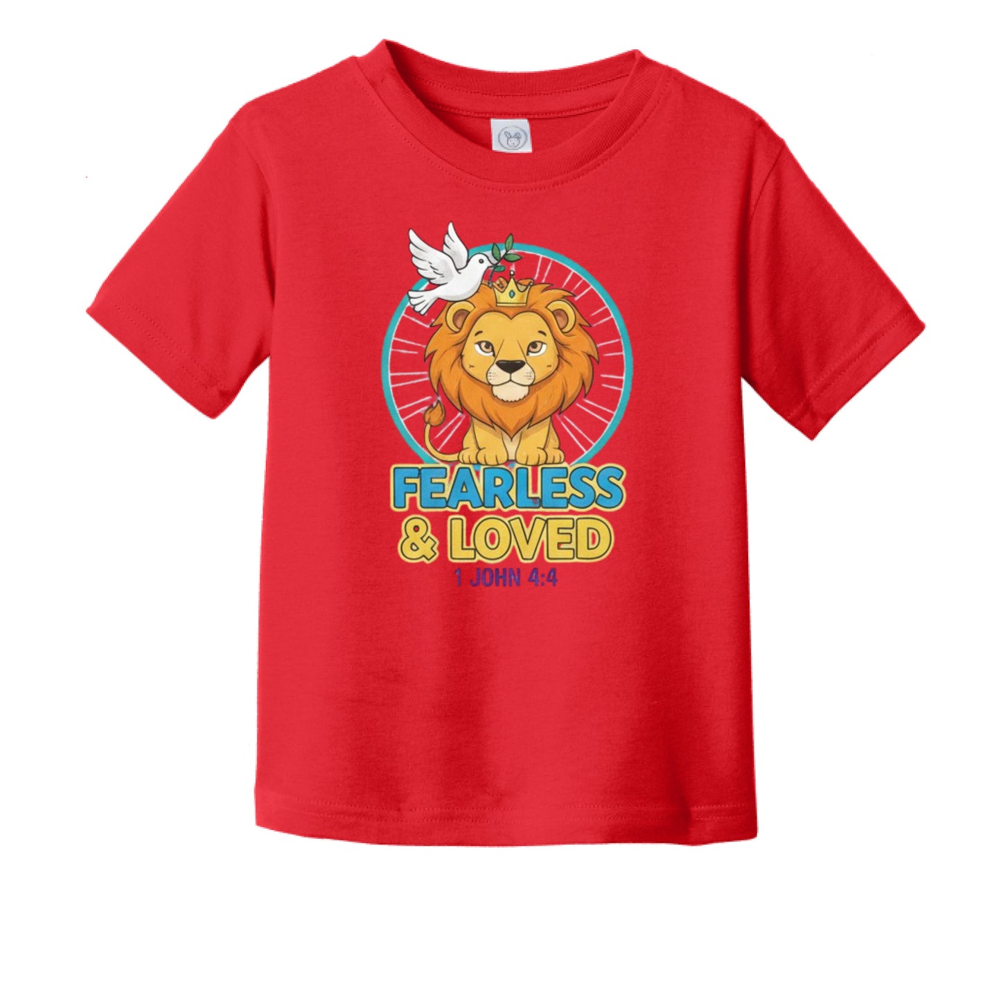 Fearless 1 John 4:4 Toddler Faith T-Shirt RED Salvation Clothing and Accessories Apparel