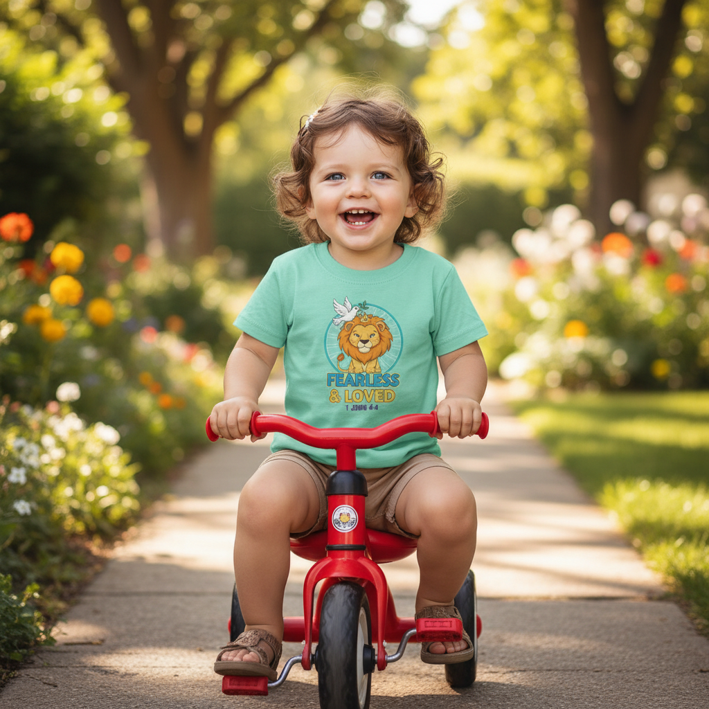 Fearless 1 John 4:4 Toddler Faith T-Shirt Salvation Clothing and Accessories Apparel