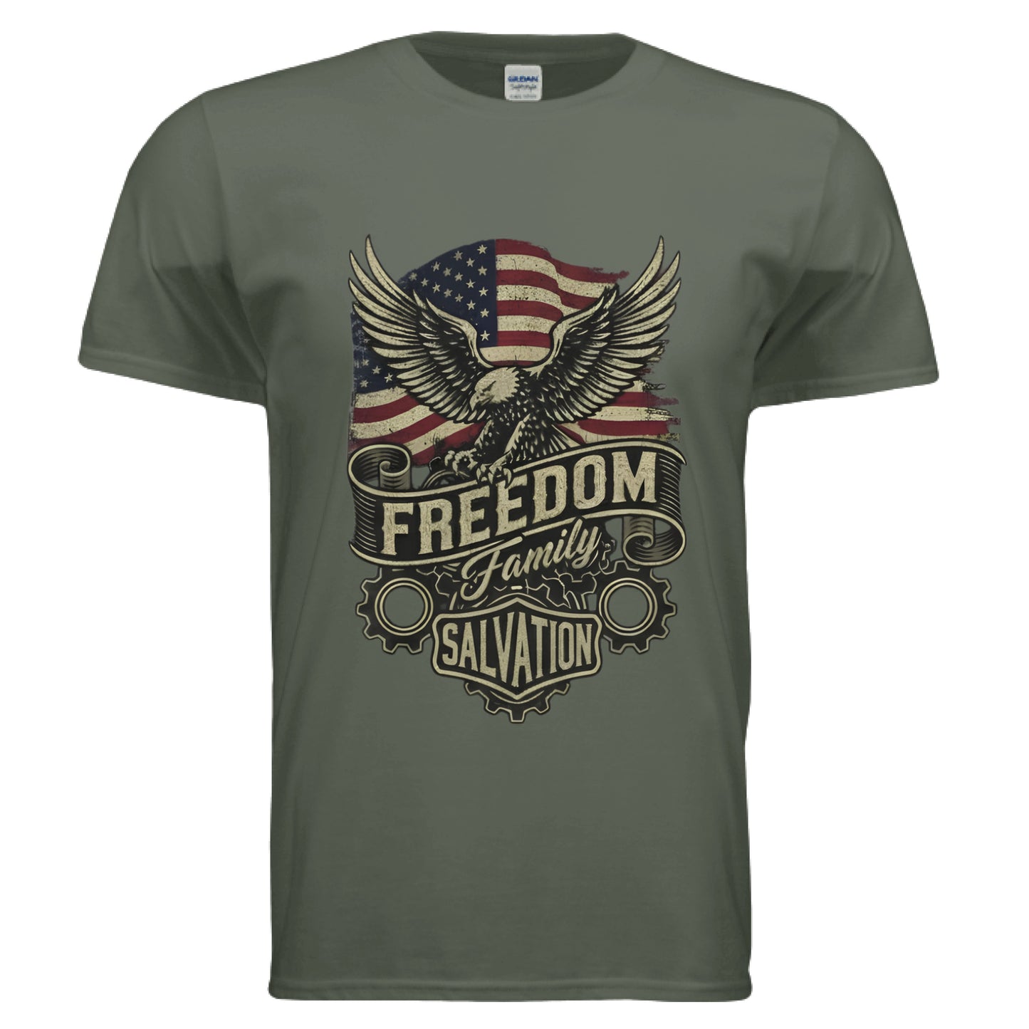 Freedom Family Salvation Faith T-Shirt MILITARY GREEN Salvation Clothing and Accessories Apparel