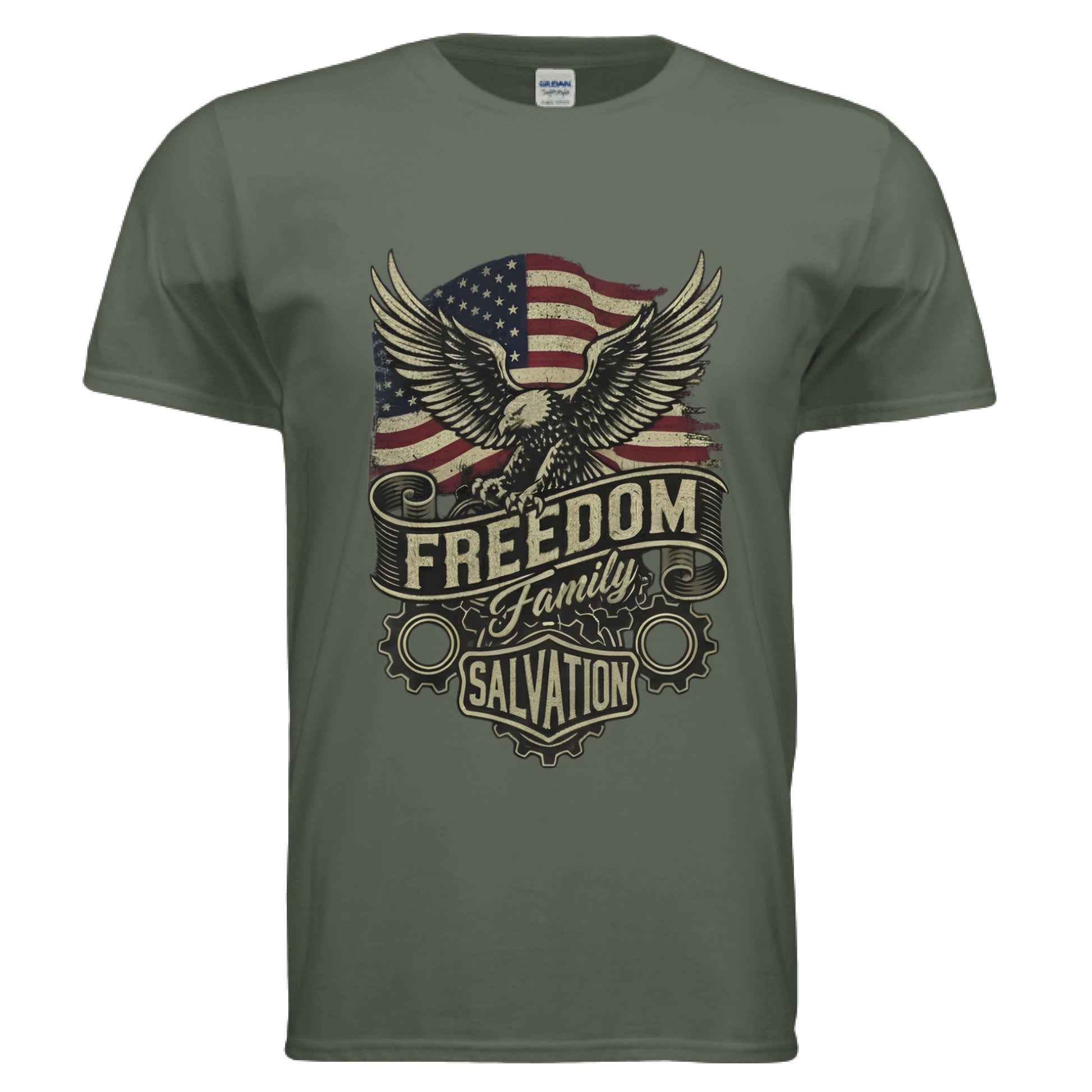 Freedom Family Salvation Faith T-Shirt MILITARY GREEN Salvation Clothing and Accessories Apparel