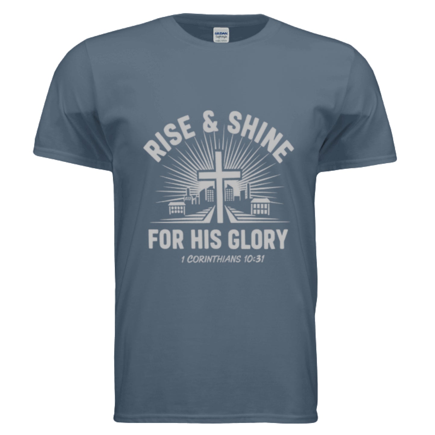 For His Glory -1 Corinthians 10:31 Faith T-Shirt INDIGO BLUE Salvation Clothing and Accessories