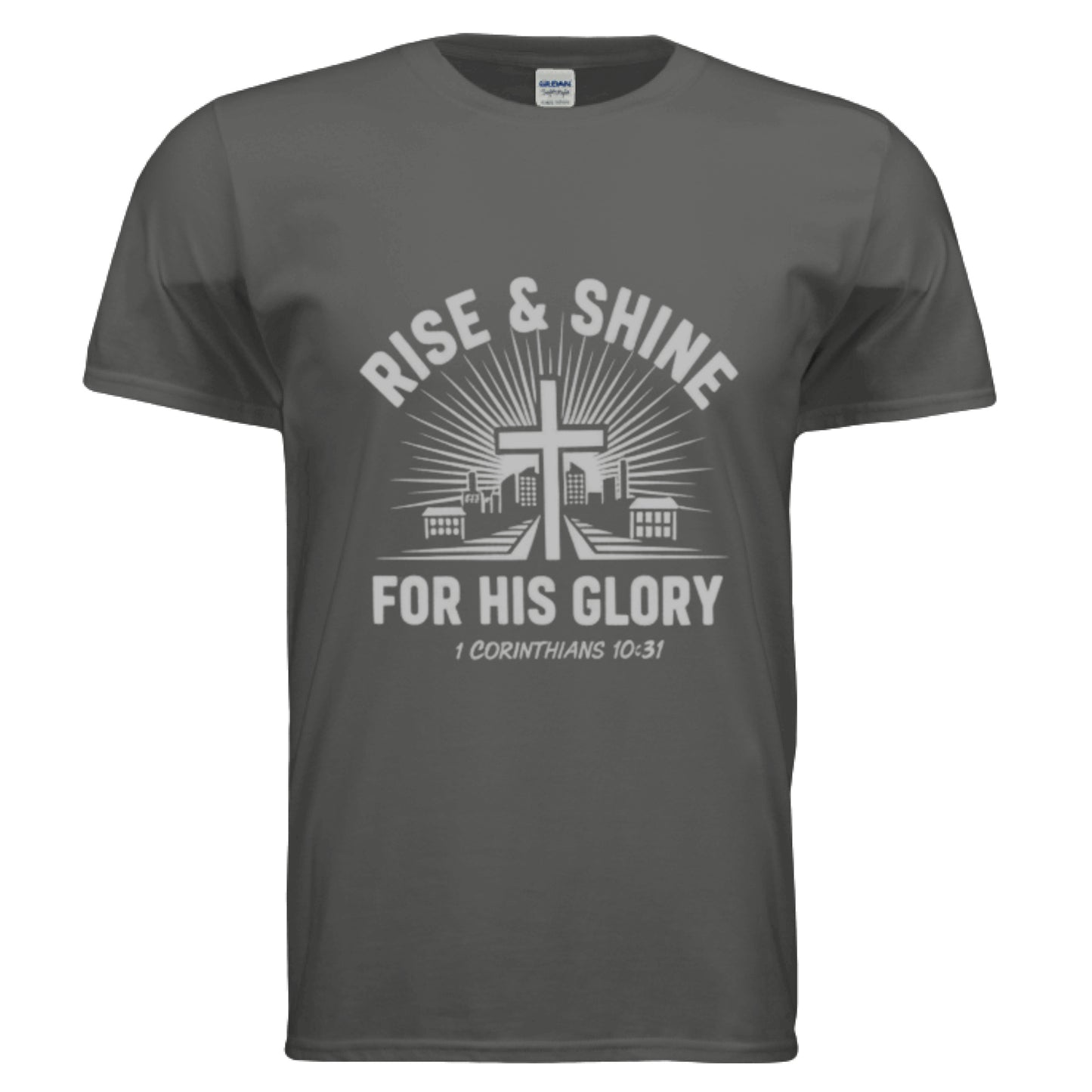For His Glory -1 Corinthians 10:31 Faith T-Shirt CHARCOAL Salvation Clothing and Accessories