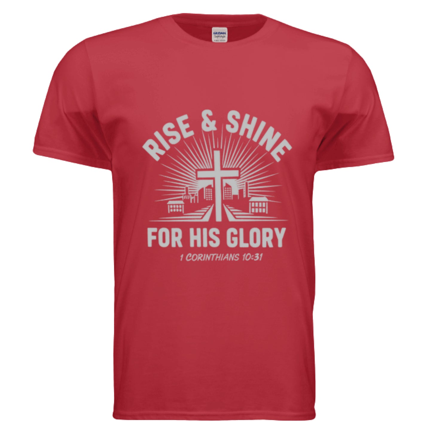 For His Glory -1 Corinthians 10:31 Faith T-Shirt RED Salvation Clothing and Accessories