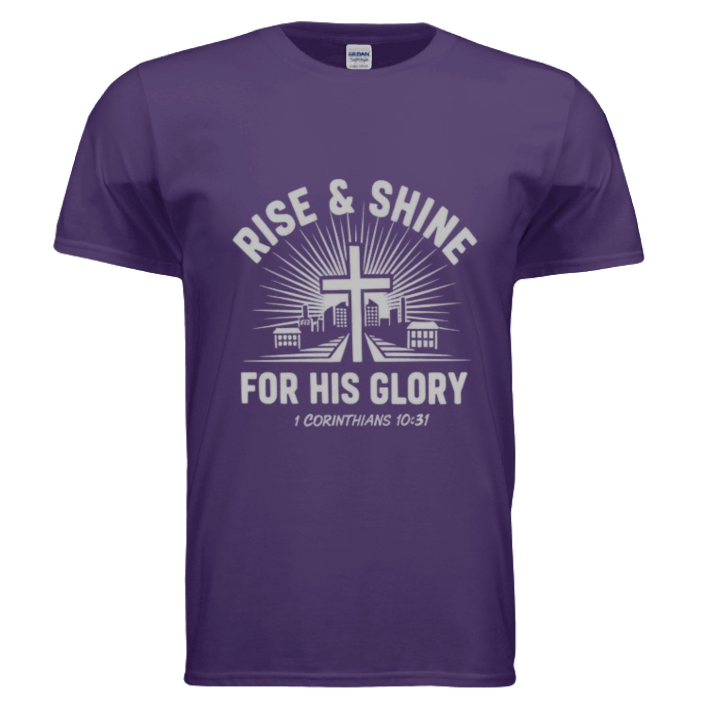 For His Glory -1 Corinthians 10:31 Faith T-Shirt PURPLE Salvation Clothing and Accessories