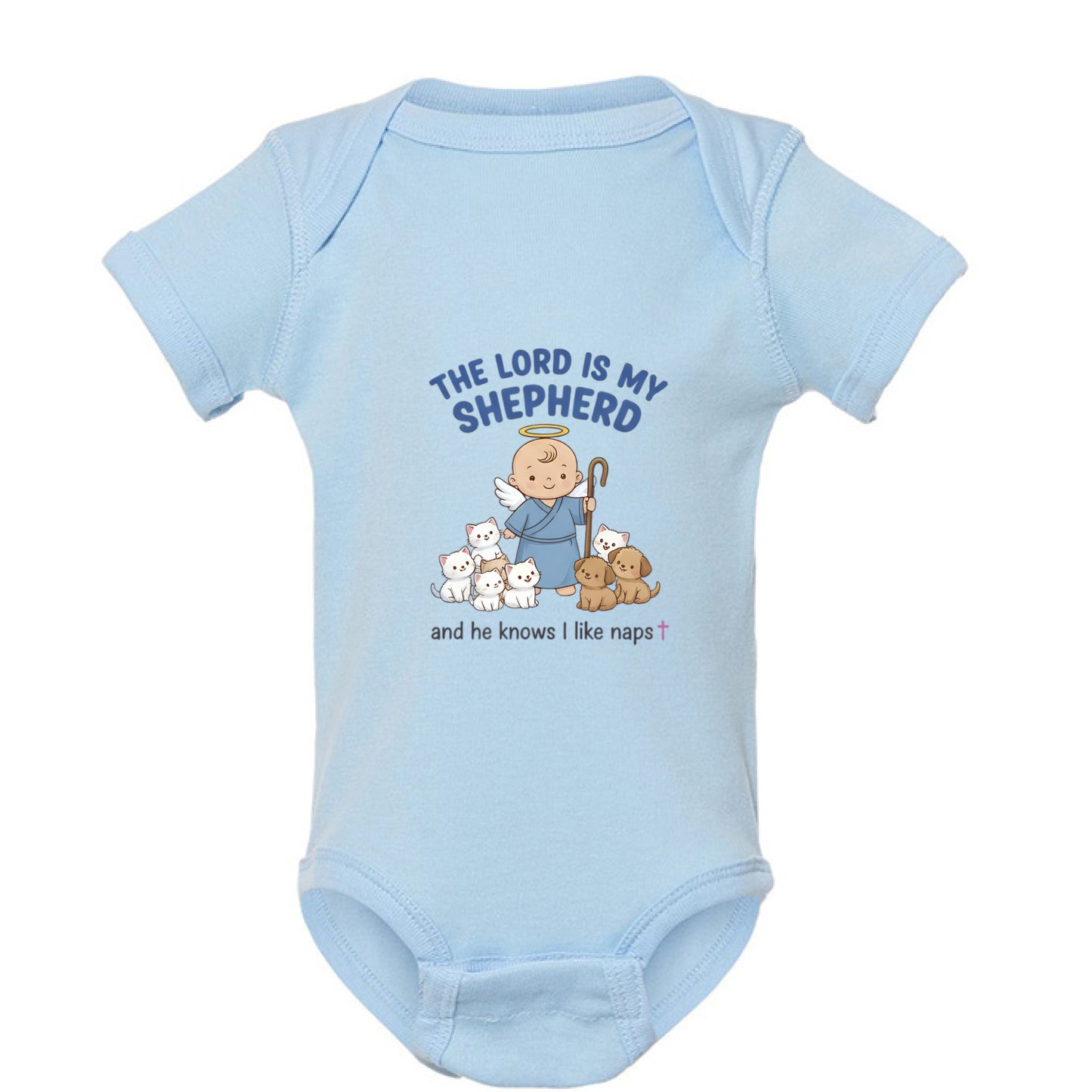 The Lord is my Shepherd Faith Onesie LIGHT BLUE Salvation Clothing and Accessories Apparel