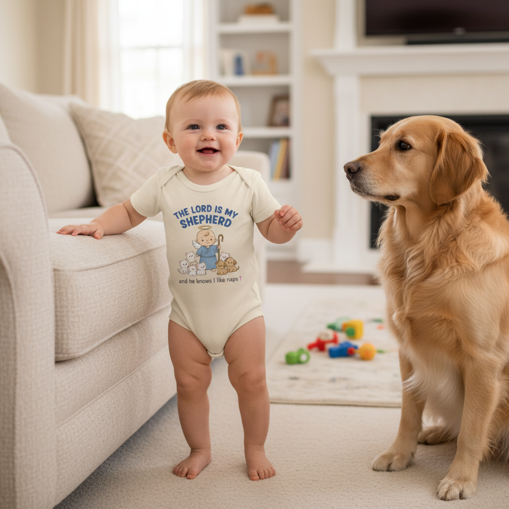 The Lord is my Shepherd Faith Onesie Salvation Clothing and Accessories Apparel