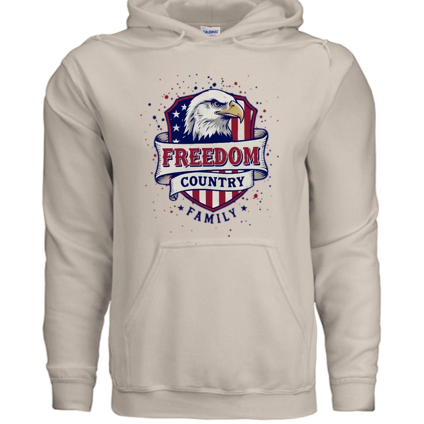 Freedom Country Family Patriot Hoodie SAND Salvation Clothing and Accessories Apparel