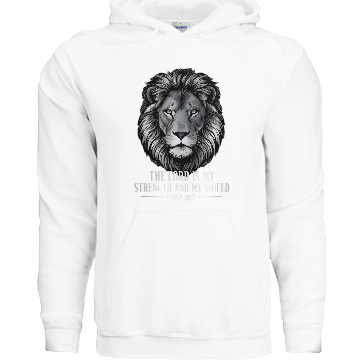 The Lord is my Strength and my Shield Psalm 28:7 Faith Hoodie WHITE Salvation Clothing and Accessories Apparel