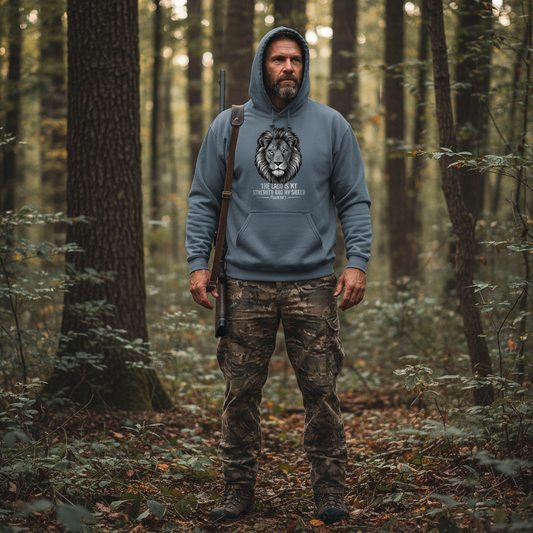 The Lord is my Strength and my Shield Psalm 28:7 Christian Hoodie Salvation Clothing and Accessories Apparel