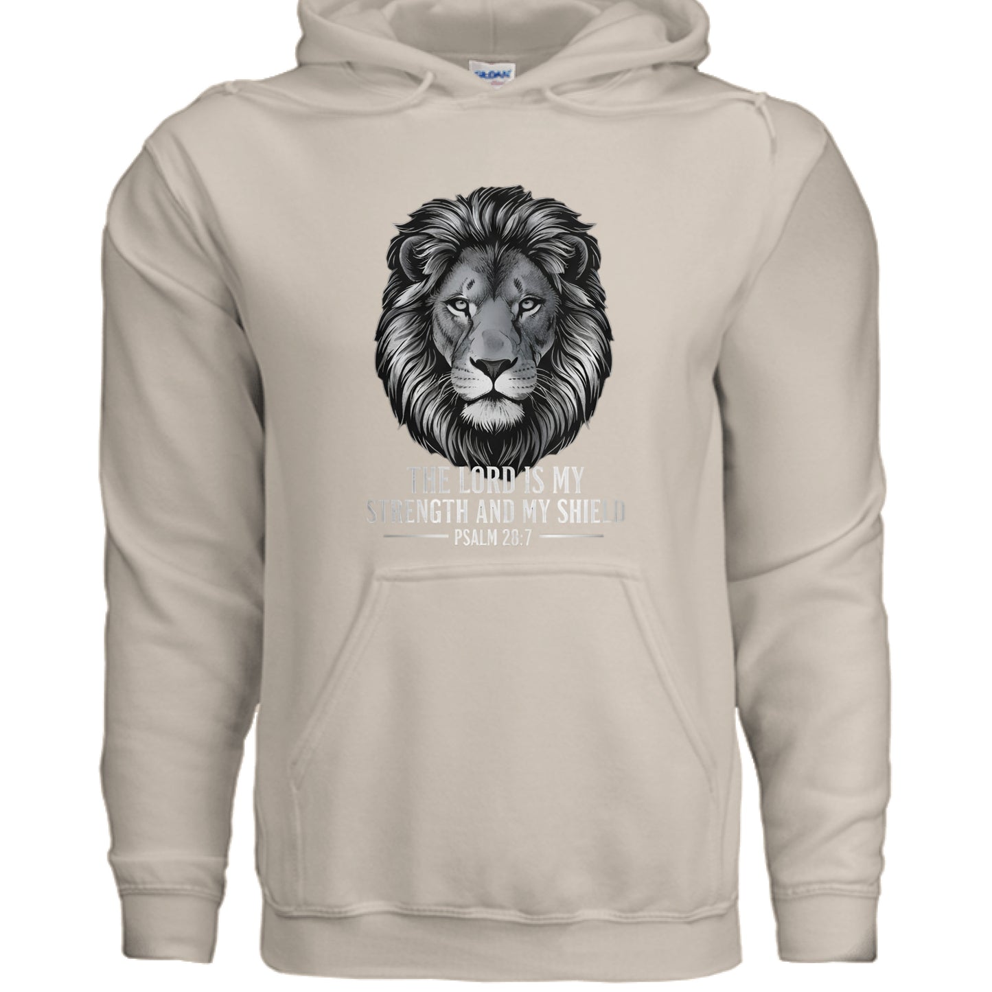 The Lord is my Strength and my Shield Psalm 28:7 Faith Hoodie SAND Salvation Clothing and Accessories Apparel