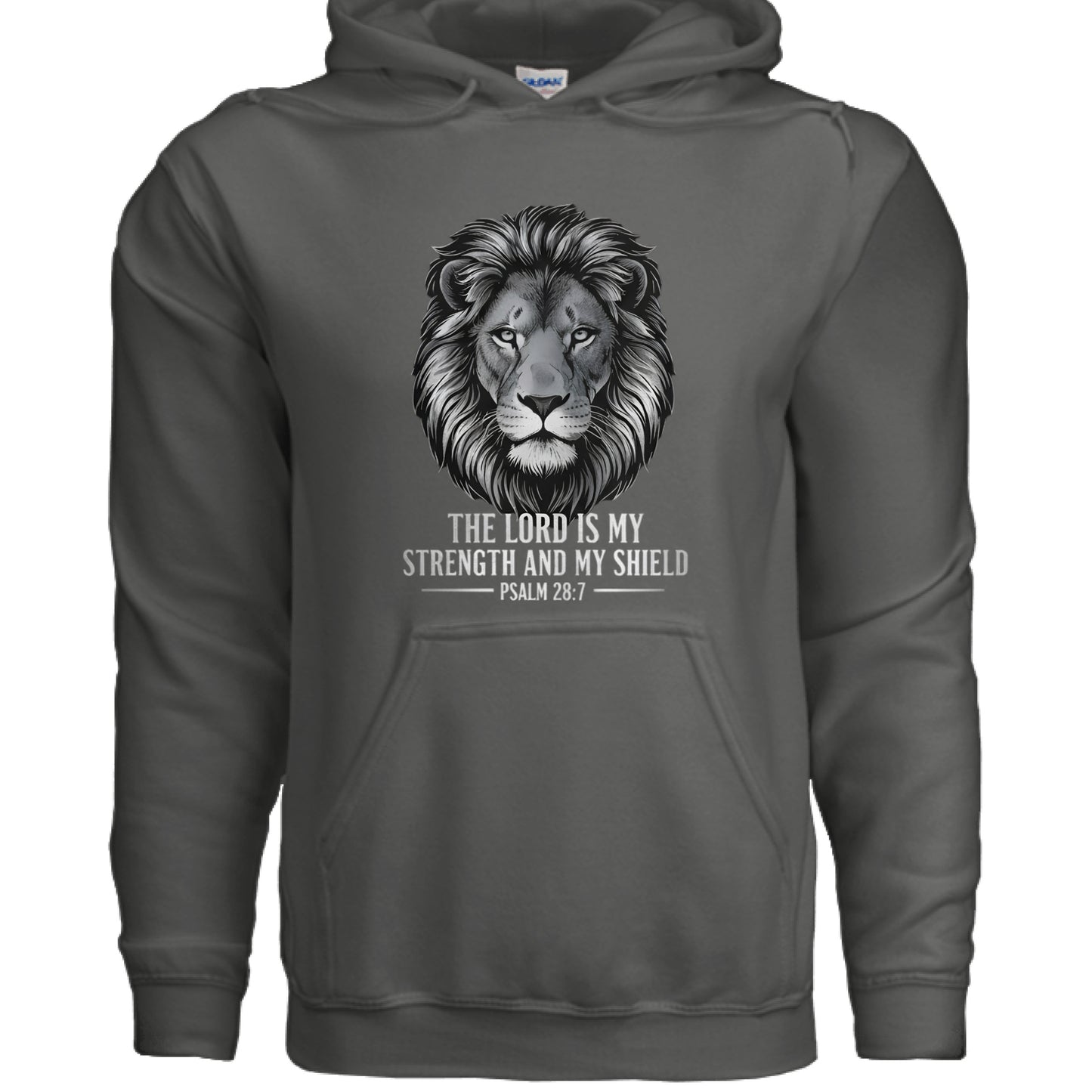 The Lord is my Strength and my Shield Psalm 28:7 Faith Hoodie CHARCOAL Salvation Clothing and Accessories Apparel