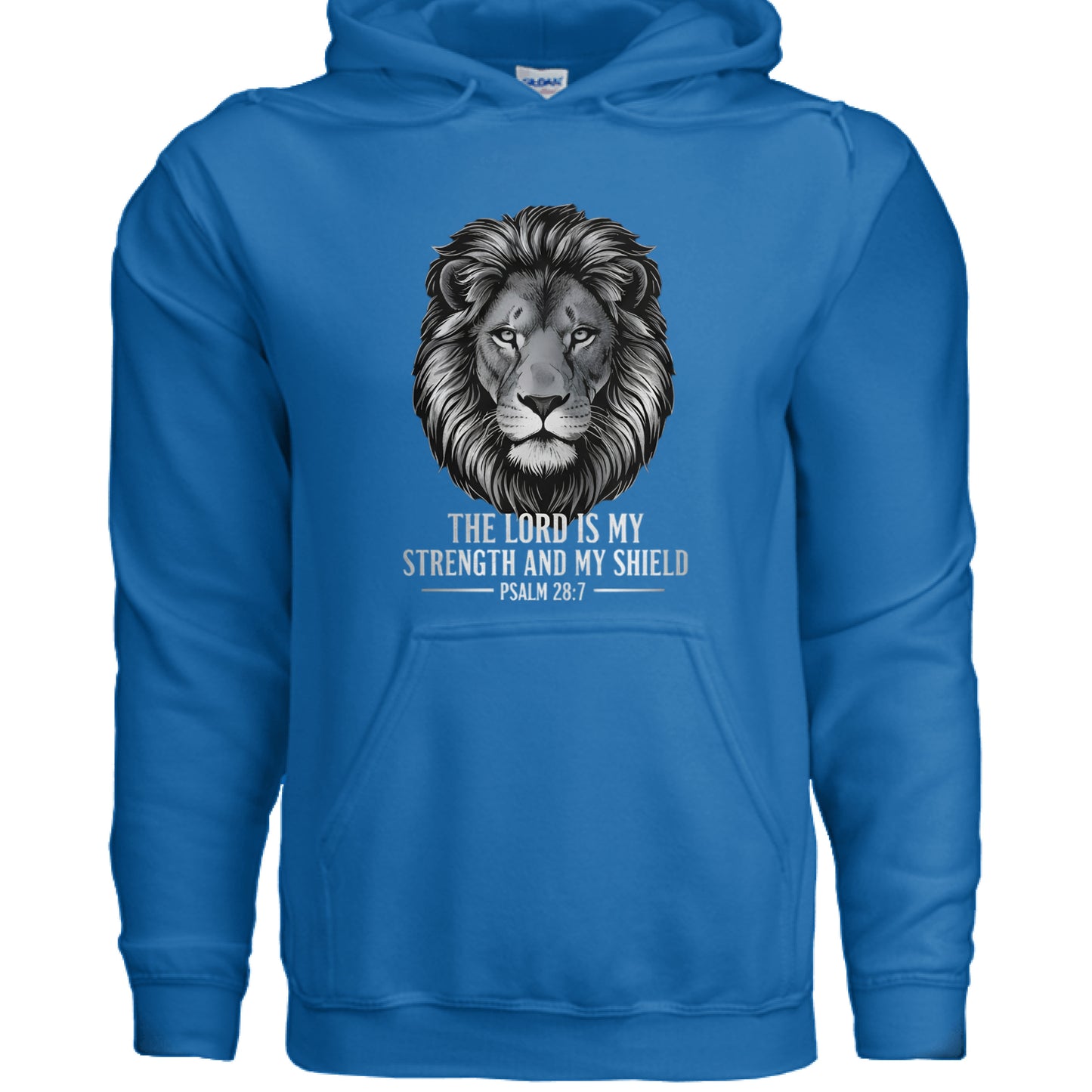 The Lord is my Strength and my Shield Psalm 28:7 Faith Hoodie ROYAL Salvation Clothing and Accessories Apparel