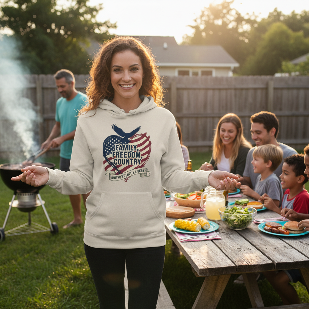 Family Freedom Country Patriot Hoodie Salvation Clothing and Accessories Apparel