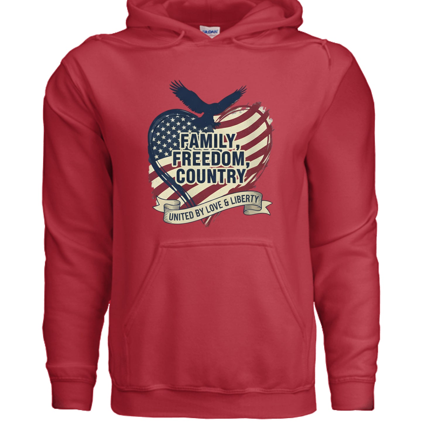 Family Freedom Country Patriot Hoodie RED Salvation Clothing and Accessories Apparel