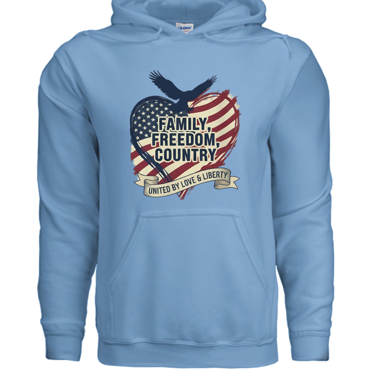 Family Freedom Country Patriot Hoodie CAROLINA BLUE Salvation Clothing and Accessories Apparel