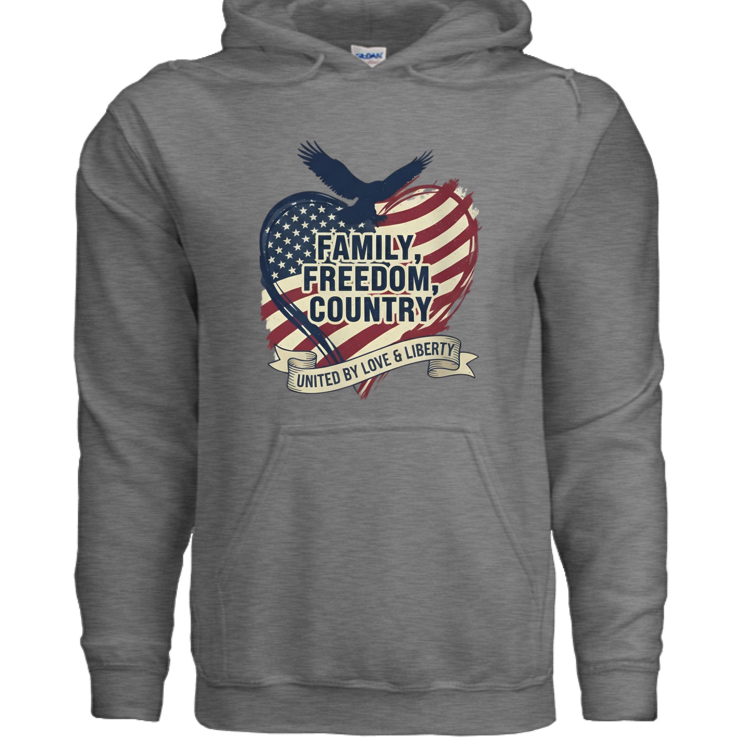 Family Freedom Country Patriot Hoodie GRAPHITE HEATHER Salvation Clothing and Accessories Apparel