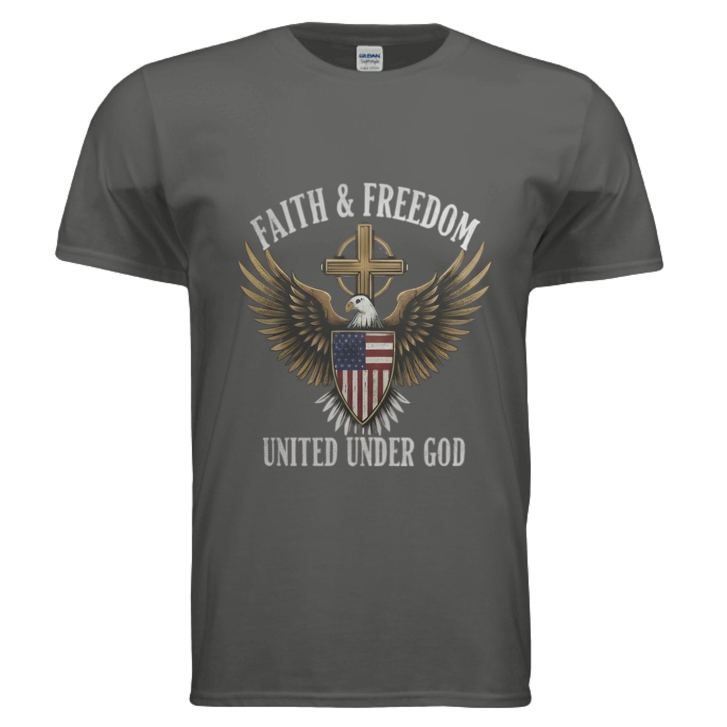 Faith & Freedom United under God Faith T-Shirt CHARCOAL Salvation Clothing and Accessories Apparel