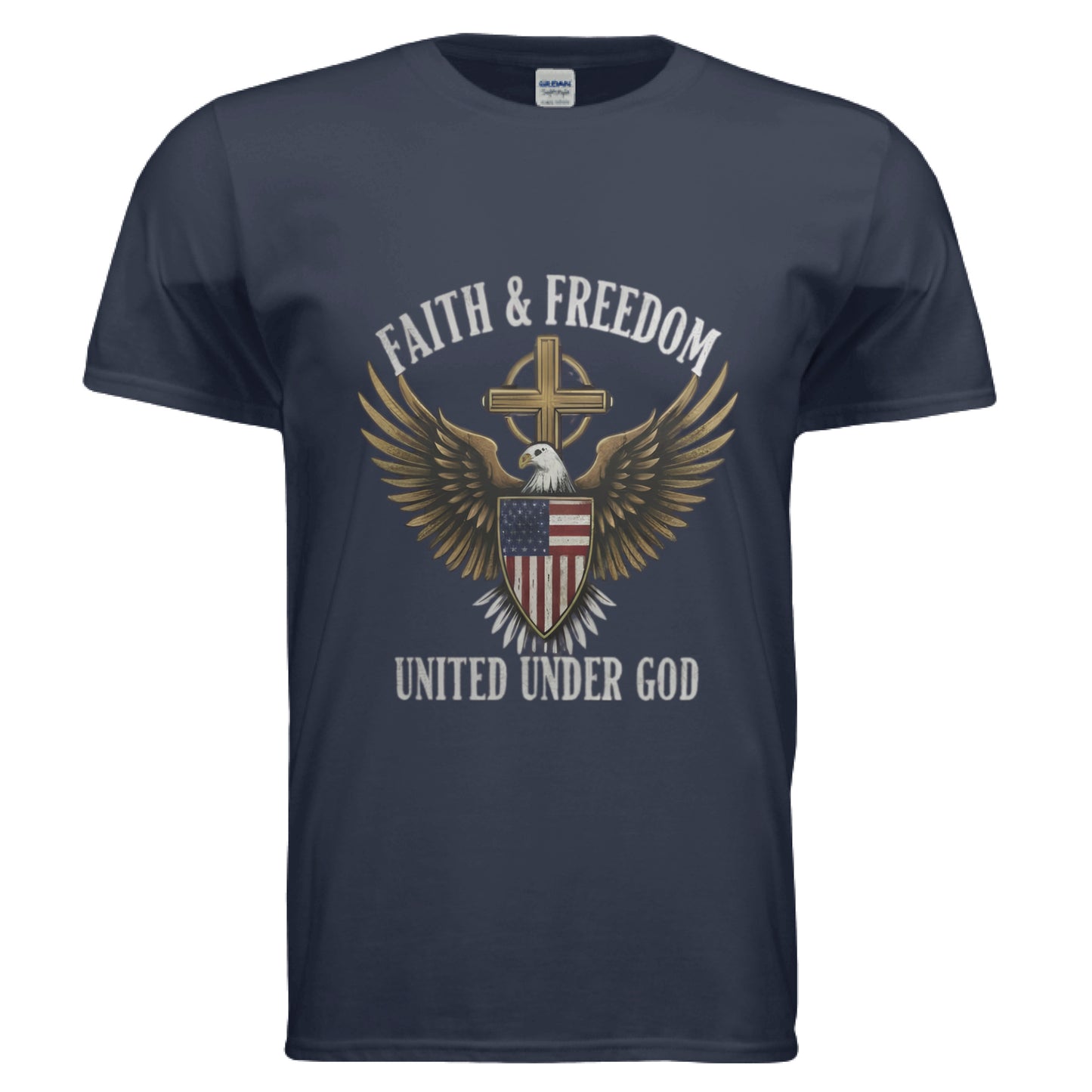 Faith & Freedom United under God Faith T-Shirt NAVY Salvation Clothing and Accessories Apparel