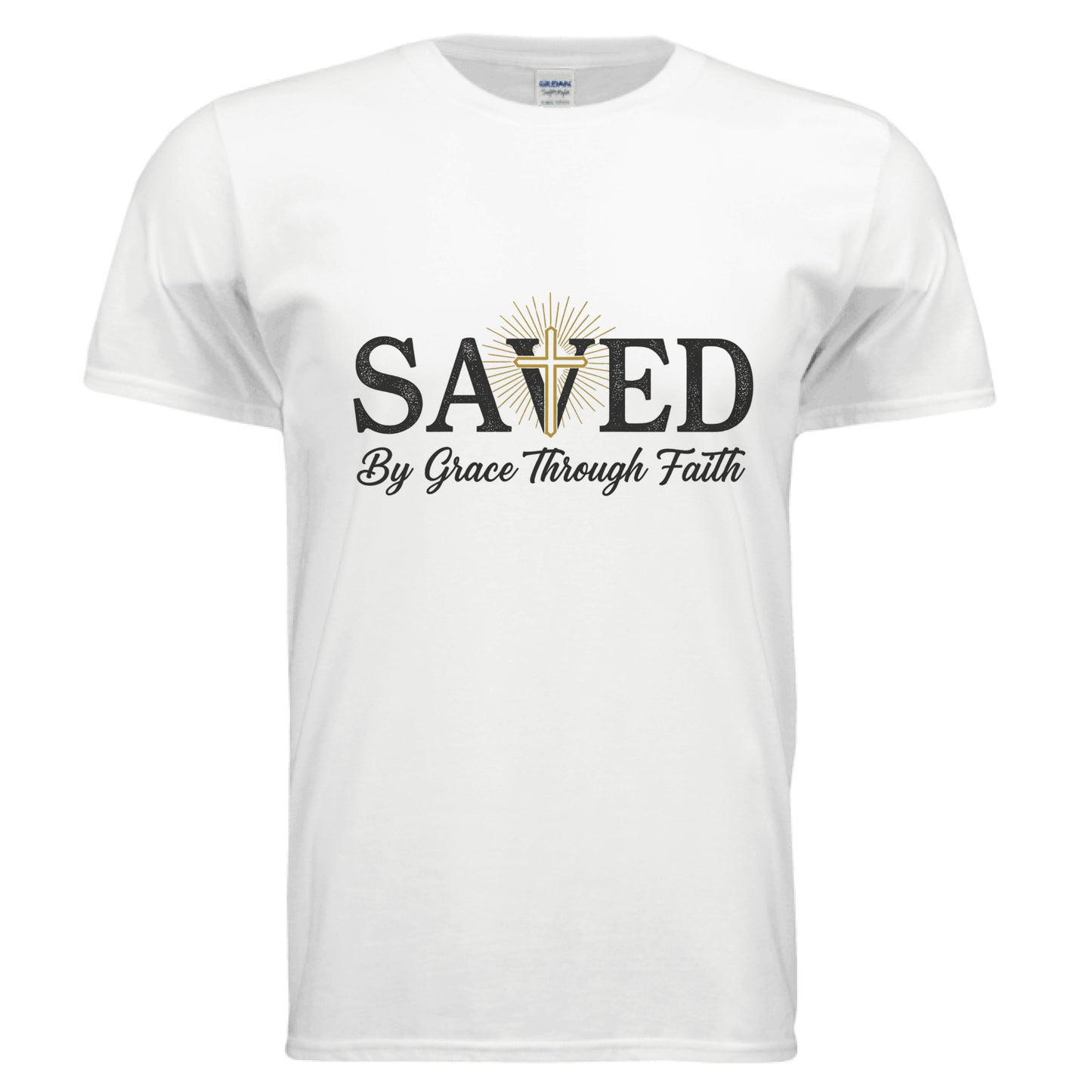 Saved By Grace Through Faith T-Shirt WHITE Salvation Clothing and Accessories Apparel