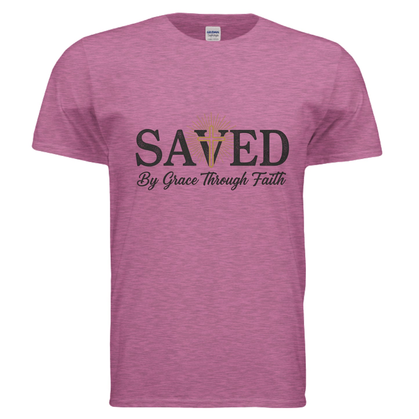 Saved By Grace Through Faith T-Shirt Heather Berry Salvation Clothing and Accessories Apparel