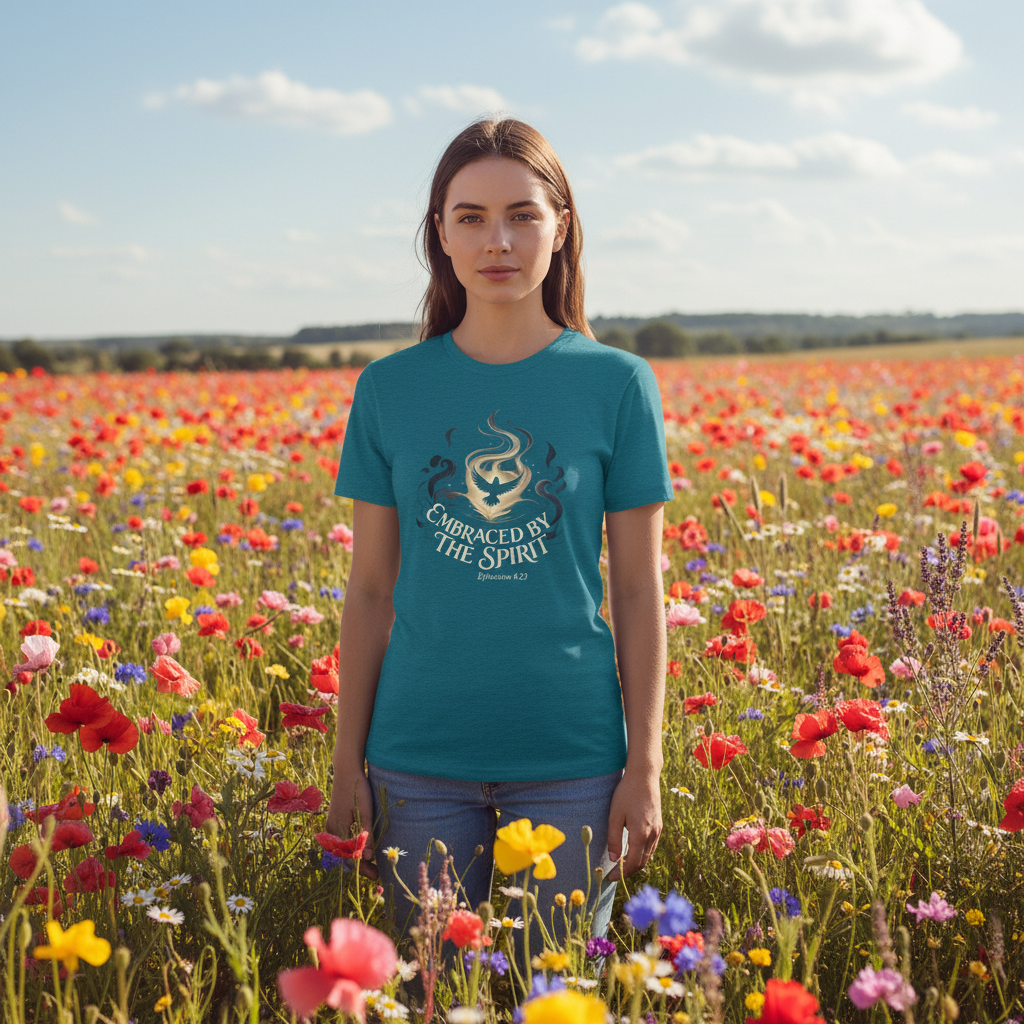 Embraced By the Spirit Ephesians 4:23 Faith T-Shirt Salvation Clothing and Accessories Apparel