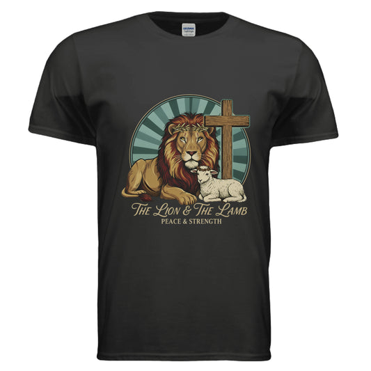 The Lion & The Lamb Christian T-Shirt BLACK Salvation Clothing and Accessories Apparel